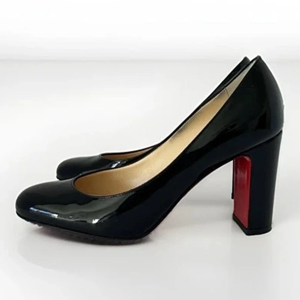 Christian Louboutin Lady Gena Pumps Heels Black Patent Leather Size 35.5 US 5.5 - Picture 3 of 13